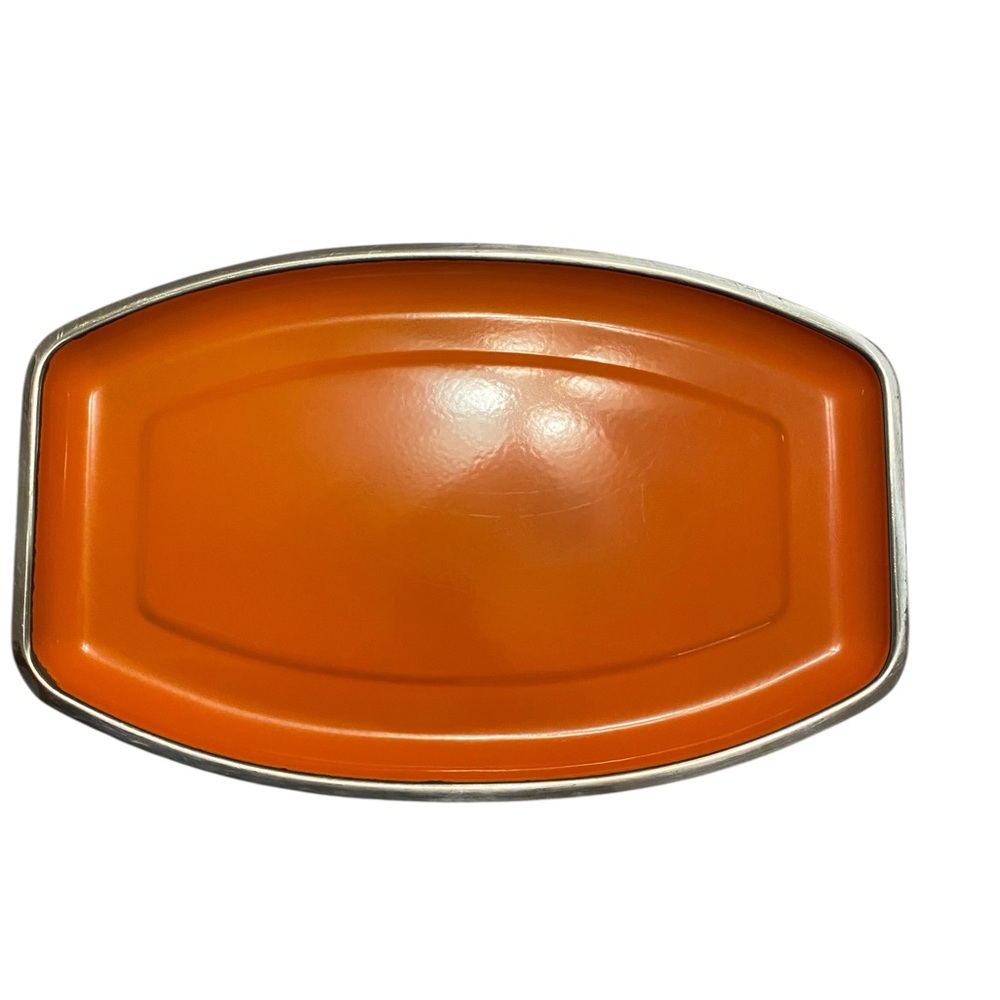 Mid Century Modern Cathrine Holm Norway Orange Enamel Serving Tray Platter